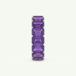8.91 TCW Emerald Shaped February-Amethyst Birthstone Wedding Band 6