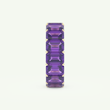 8.91 TCW Emerald Shaped February-Amethyst Birthstone Wedding Band 6
