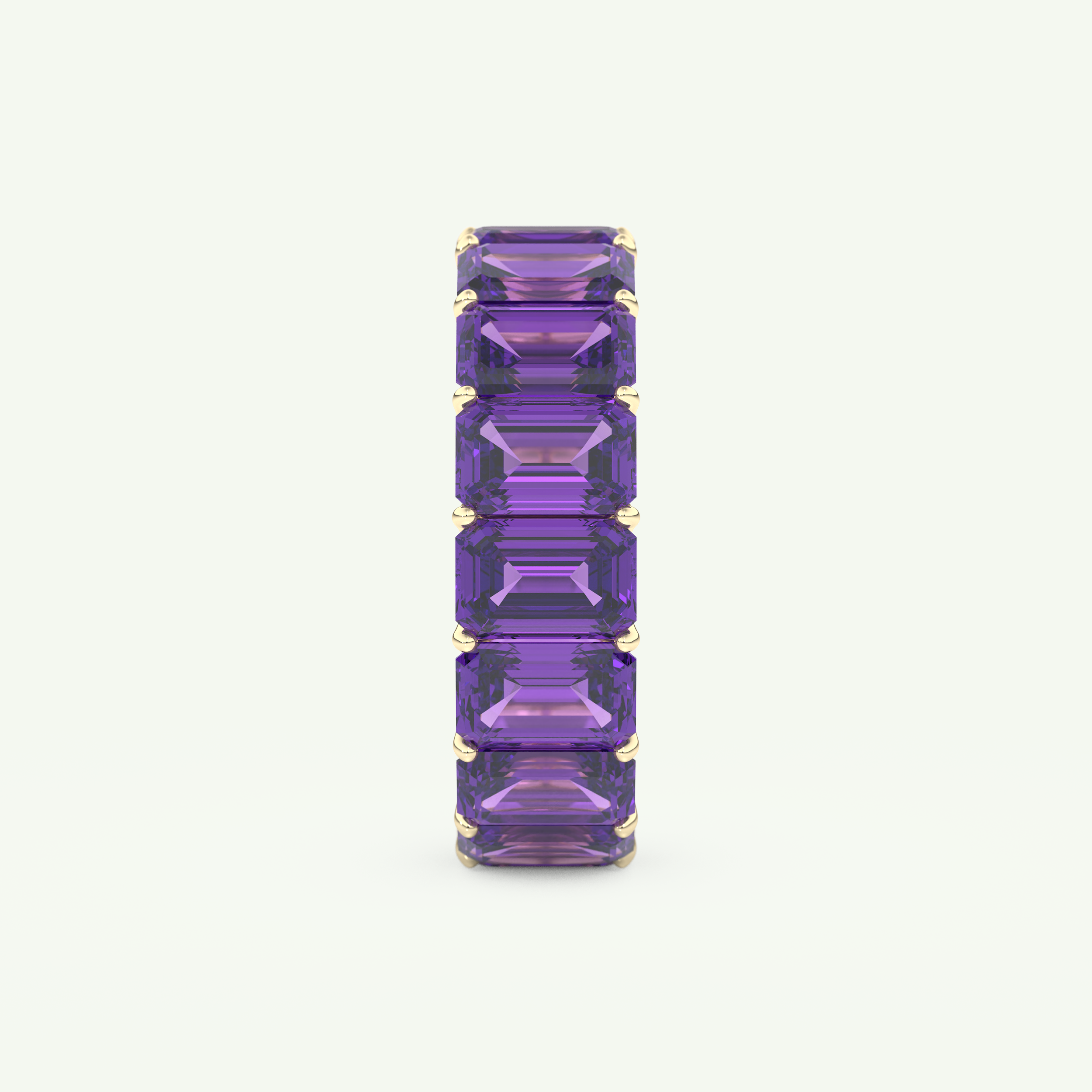 8.91 TCW Emerald Shaped February-Amethyst Birthstone Wedding Band 6