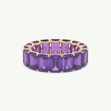 8.91 TCW Emerald Shaped February-Amethyst Birthstone Wedding Band 7