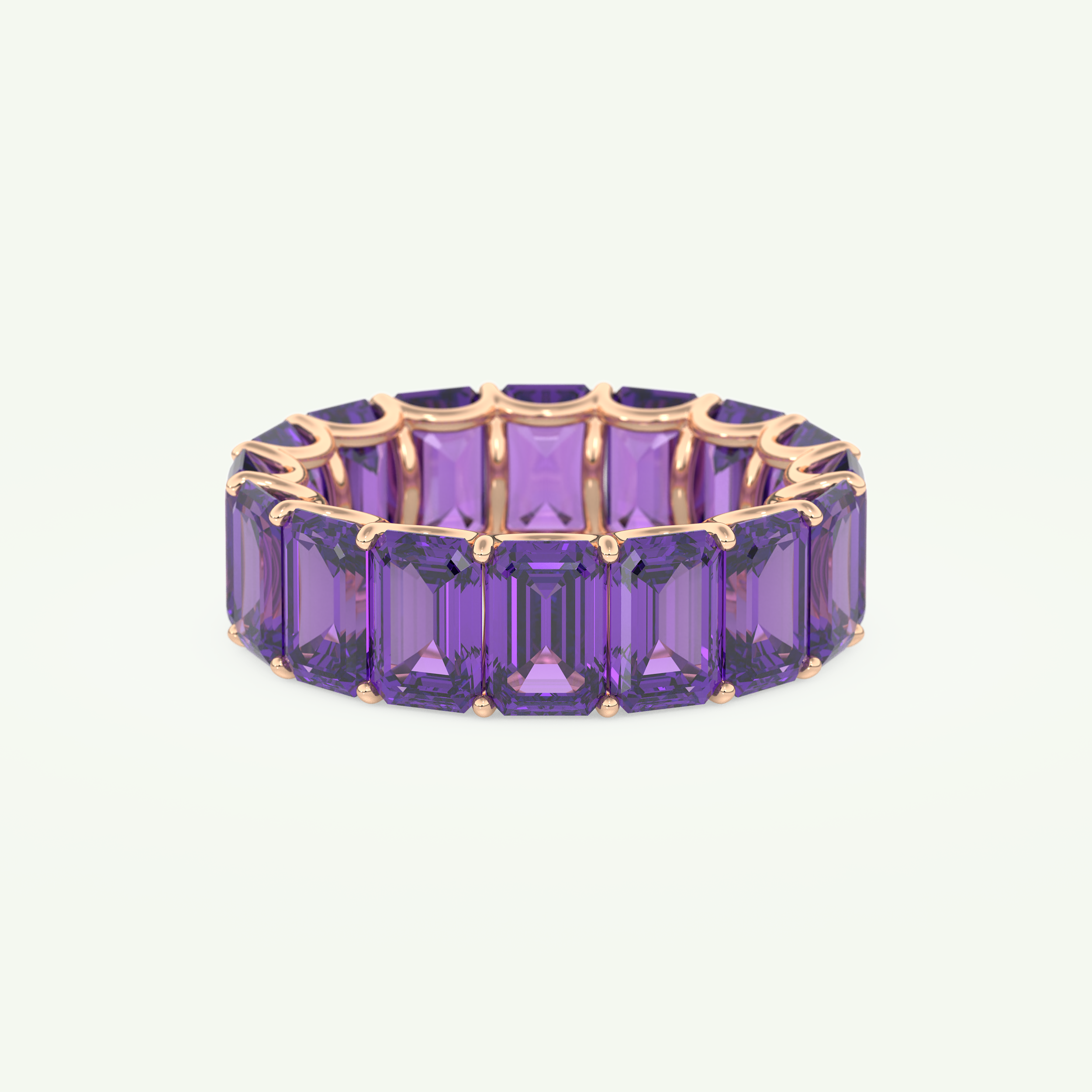 8.91 TCW Emerald Shaped February-Amethyst Birthstone Wedding Band 7