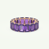 8.91 TCW Emerald Shaped February-Amethyst Birthstone Wedding Band 8
