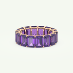 8.91 TCW Emerald Shaped February-Amethyst Birthstone Wedding Band 9