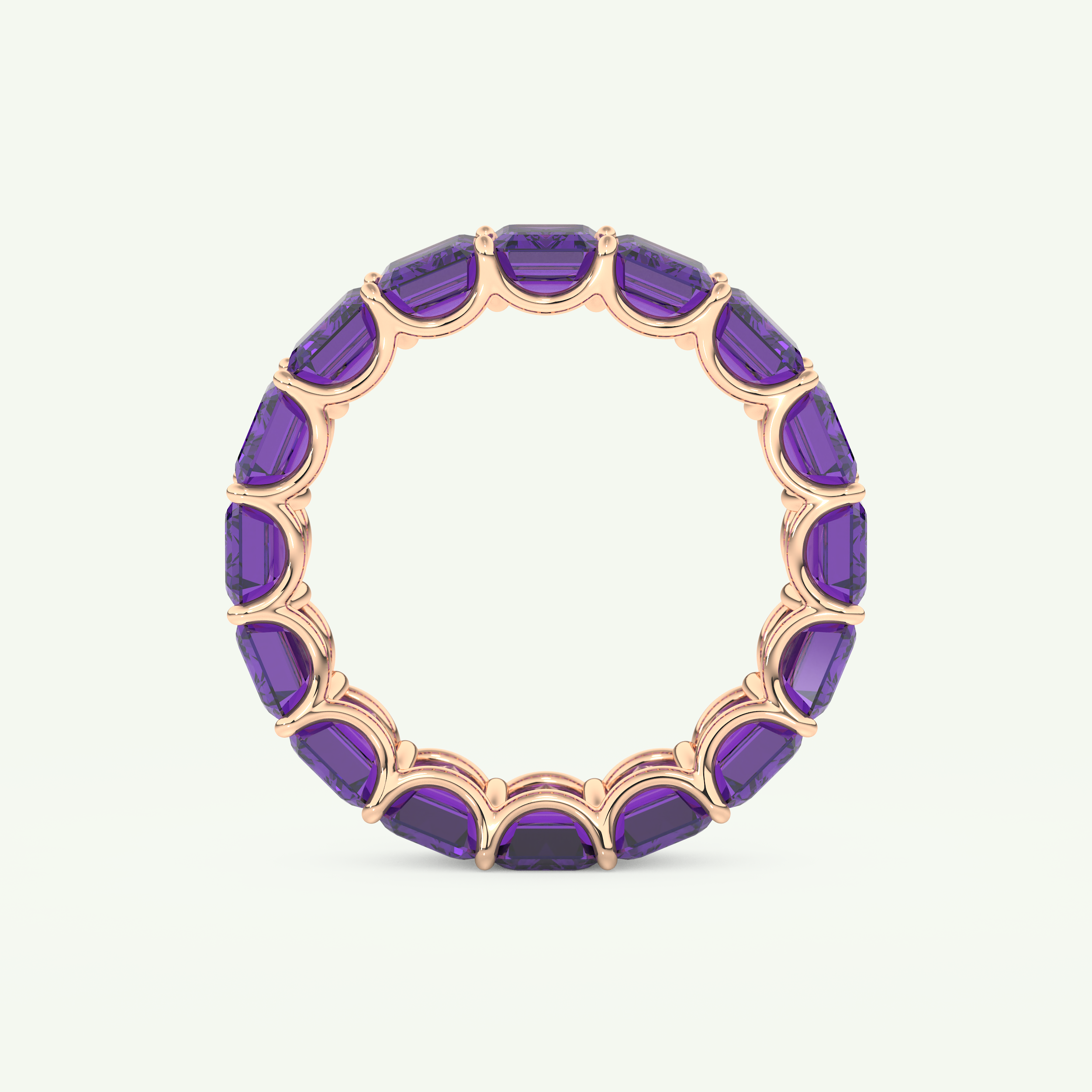8.91 TCW Emerald Shaped February-Amethyst Birthstone Wedding Band 11