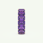8.91 TCW Emerald Shaped February-Amethyst Birthstone Wedding Band 12