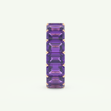8.91 TCW Emerald Shaped February-Amethyst Birthstone Wedding Band 12