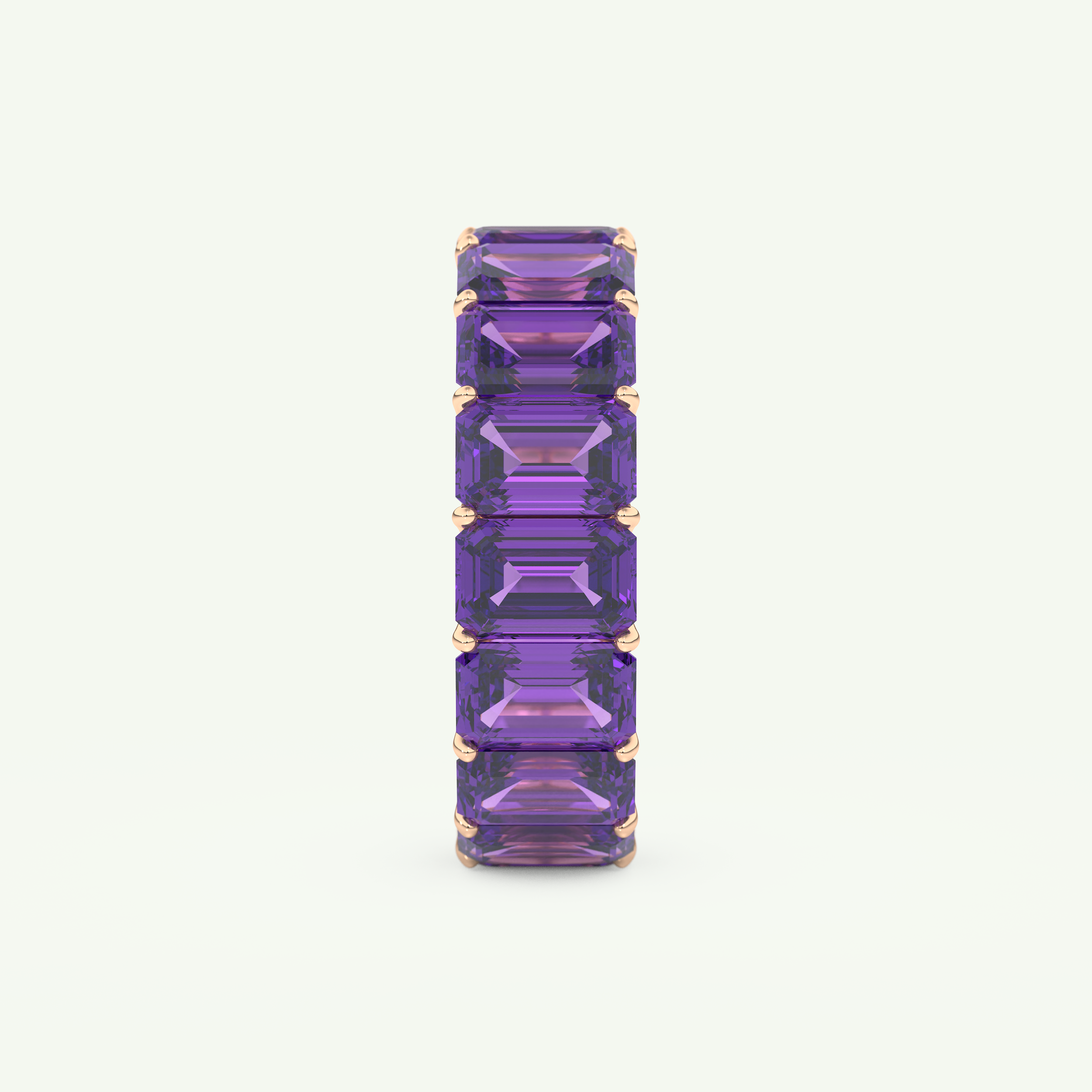 8.91 TCW Emerald Shaped February-Amethyst Birthstone Wedding Band 12