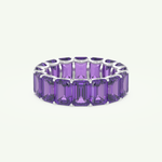 8.91 TCW Emerald Shaped February-Amethyst Birthstone Wedding Band 13
