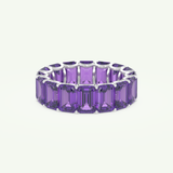 8.91 TCW Emerald Shaped February-Amethyst Birthstone Wedding Band 13