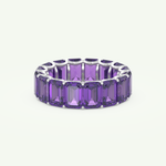 8.91 TCW Emerald Shaped February-Amethyst Birthstone Wedding Band 14