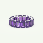 8.91 TCW Emerald Shaped February-Amethyst Birthstone Wedding Band 15