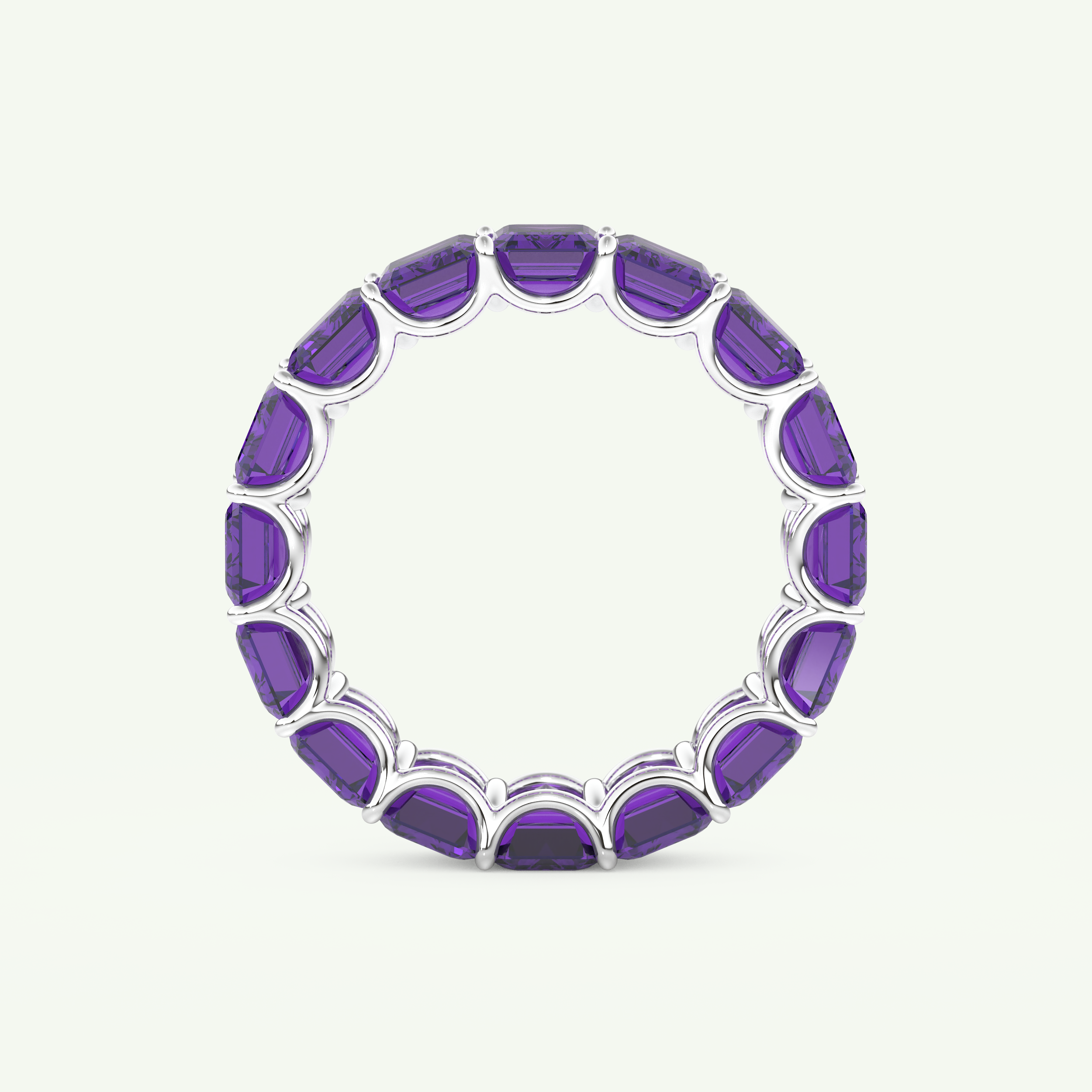 8.91 TCW Emerald Shaped February-Amethyst Birthstone Wedding Band 17
