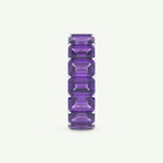 8.91 TCW Emerald Shaped February-Amethyst Birthstone Wedding Band 18