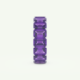 8.91 TCW Emerald Shaped February-Amethyst Birthstone Wedding Band 18