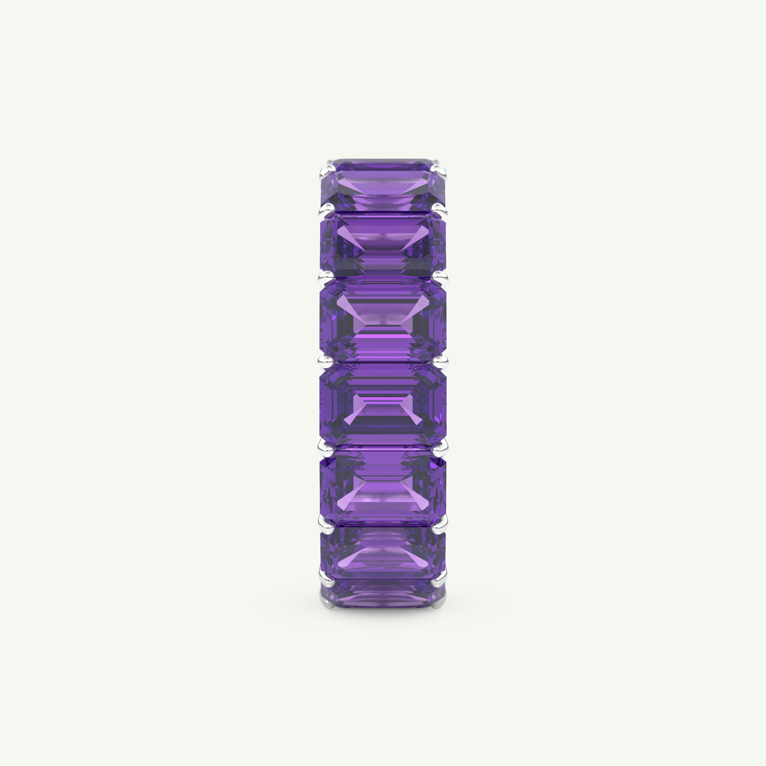 8.91 TCW Emerald Shaped February-Amethyst Birthstone Wedding Band 18