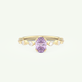 0.6 CT Oval Cut Pave February-Amethyst Birthstone Engagement Ring 1