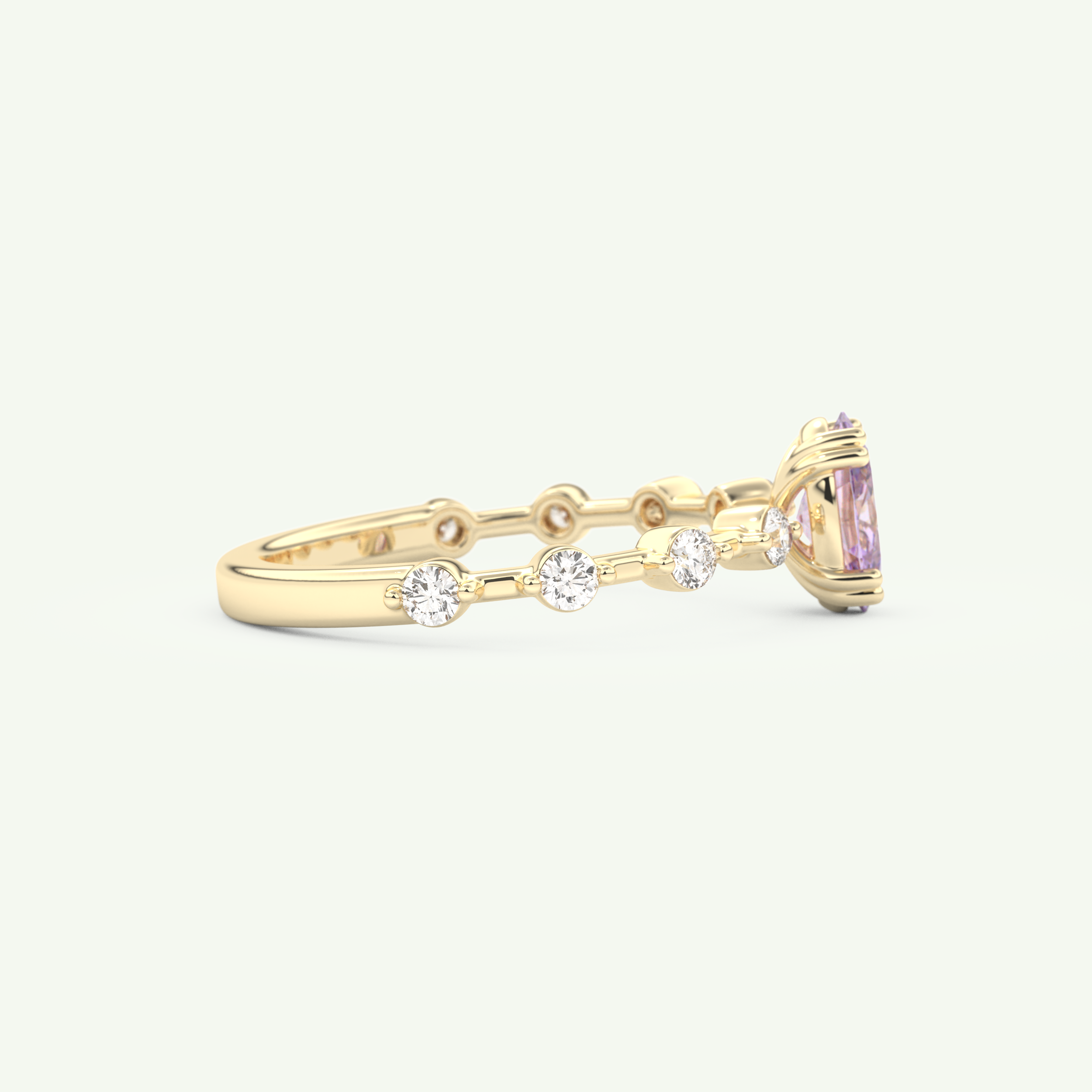 0.6 CT Oval Cut Pave February-Amethyst Birthstone Engagement Ring 2