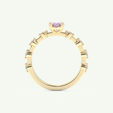 0.6 CT Oval Cut Pave February-Amethyst Birthstone Engagement Ring 5