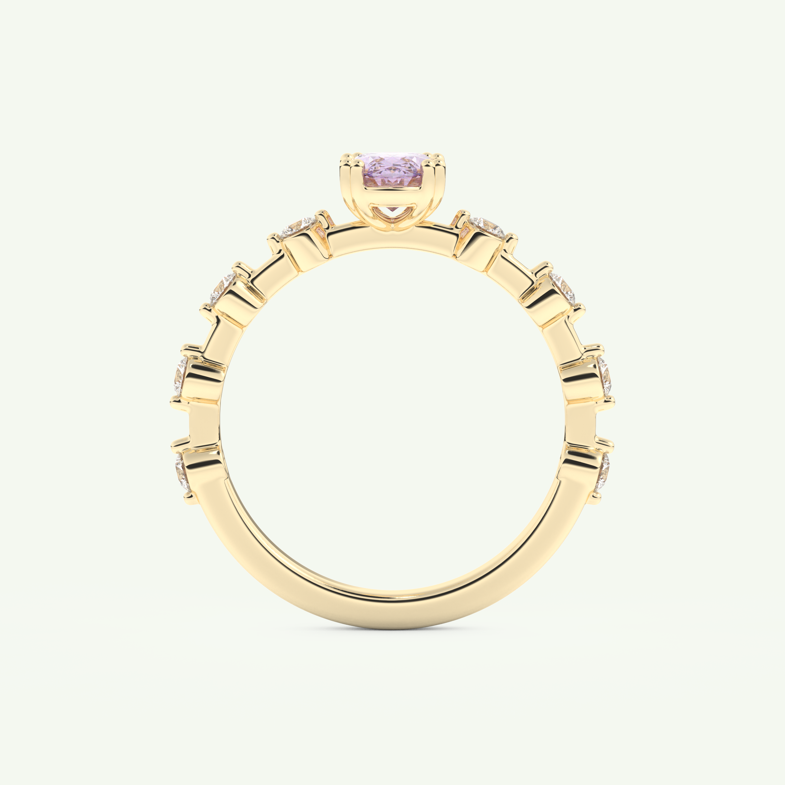 0.6 CT Oval Cut Pave February-Amethyst Birthstone Engagement Ring 5