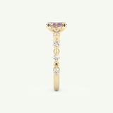 0.6 CT Oval Cut Pave February-Amethyst Birthstone Engagement Ring 6