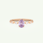 0.6 CT Oval Cut Pave February-Amethyst Birthstone Engagement Ring 7