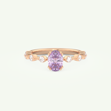 0.6 CT Oval Cut Pave February-Amethyst Birthstone Engagement Ring 7
