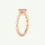 0.6 CT Oval Cut Pave February-Amethyst Birthstone Engagement Ring 10