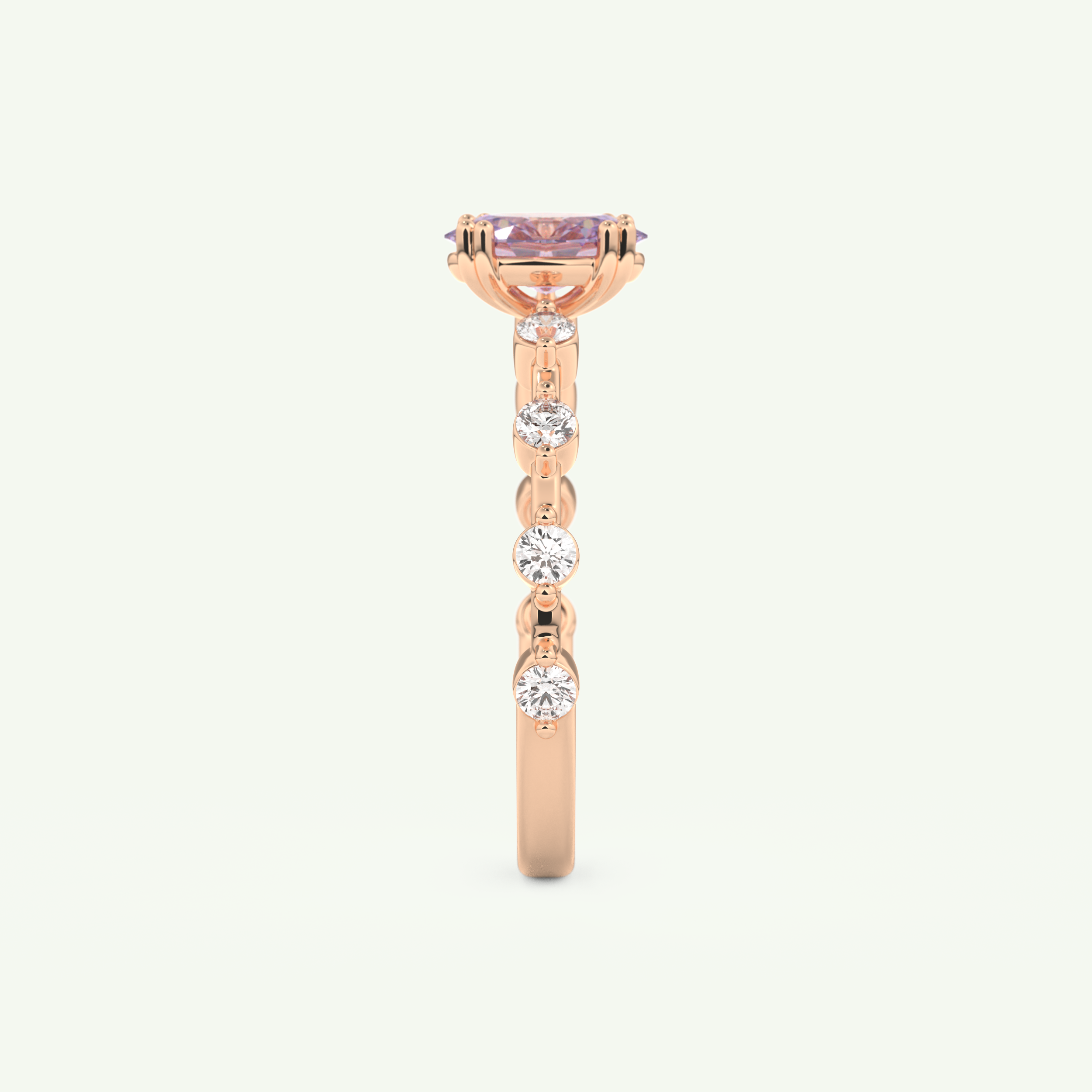 0.6 CT Oval Cut Pave February-Amethyst Birthstone Engagement Ring 12