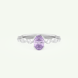 0.6 CT Oval Cut Pave February-Amethyst Birthstone Engagement Ring 13