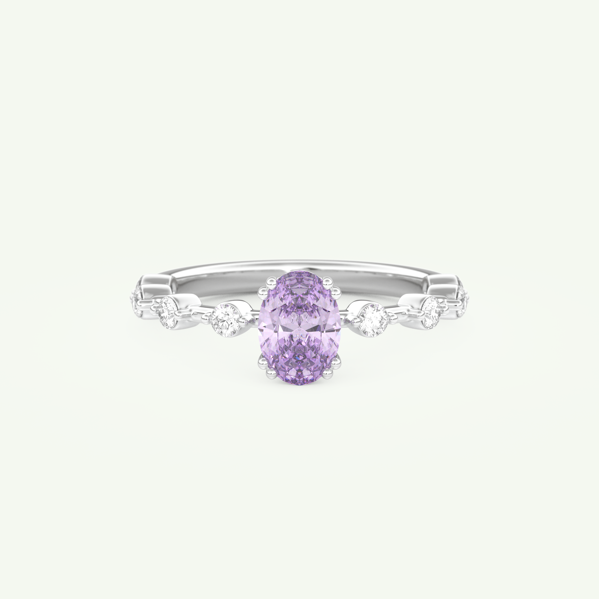 0.6 CT Oval Cut Pave February-Amethyst Birthstone Engagement Ring 13