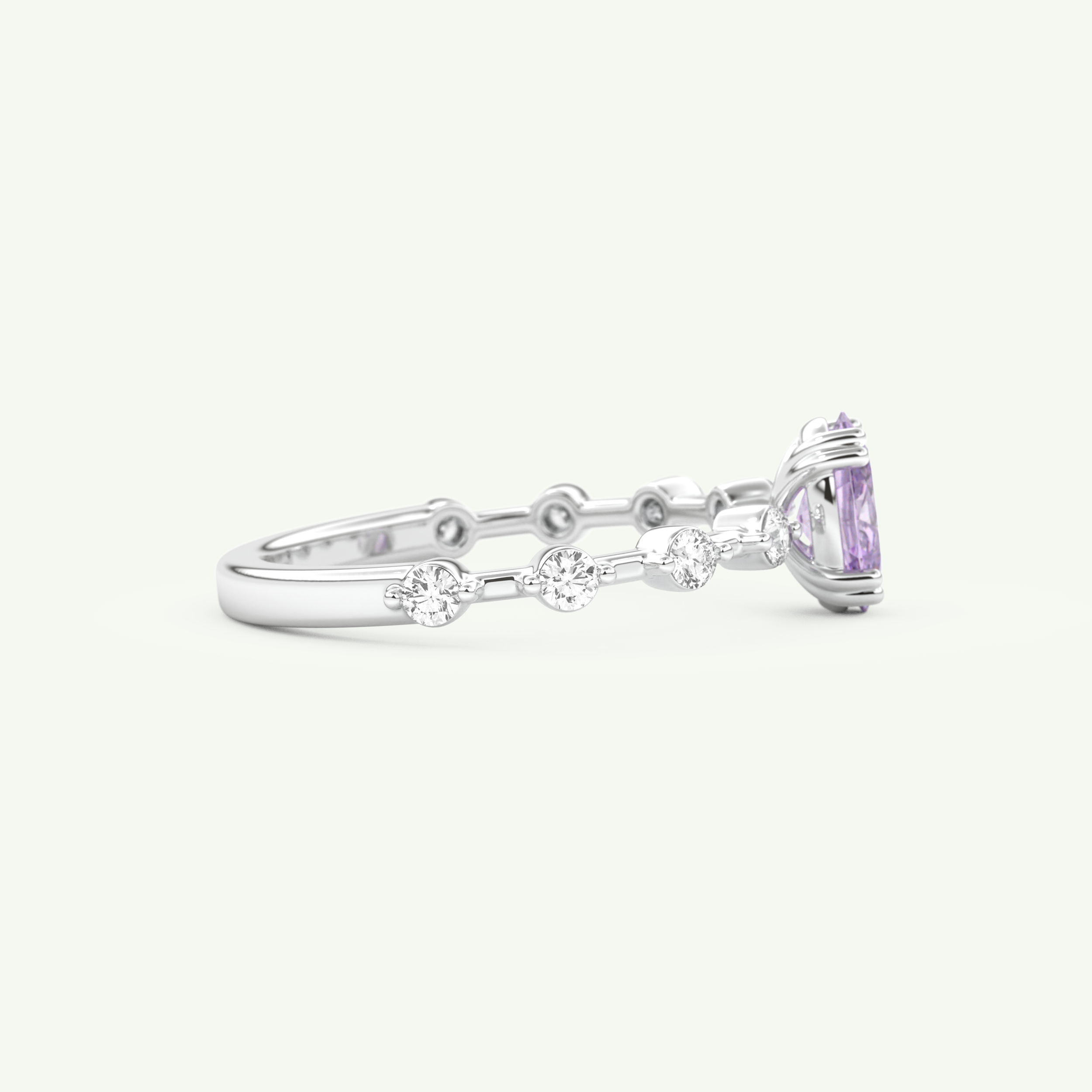 0.6 CT Oval Cut Pave February-Amethyst Birthstone Engagement Ring 14