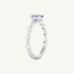 0.6 CT Oval Cut Pave February-Amethyst Birthstone Engagement Ring 16