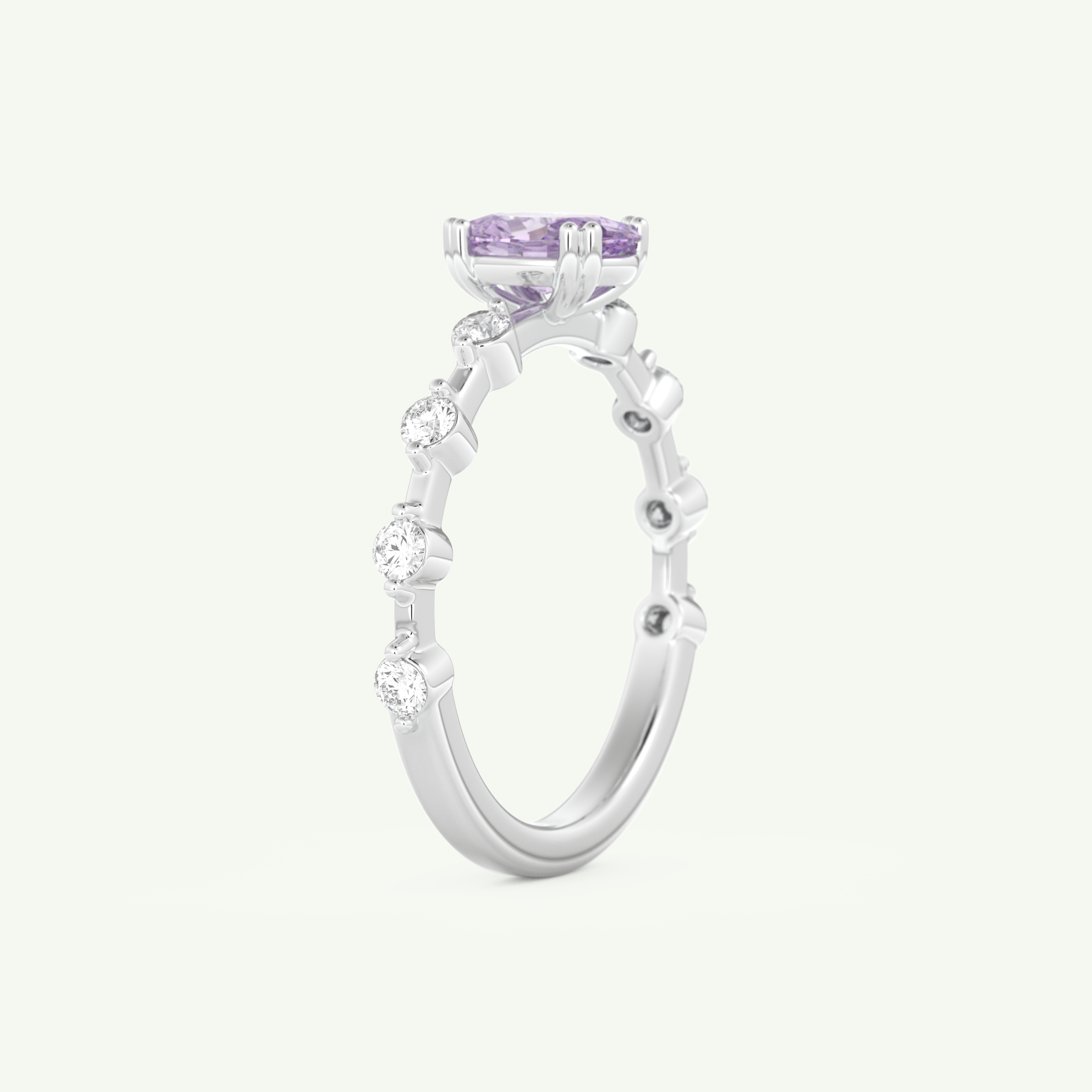 0.6 CT Oval Cut Pave February-Amethyst Birthstone Engagement Ring 16