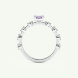 0.6 CT Oval Cut Pave February-Amethyst Birthstone Engagement Ring 17