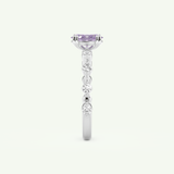 0.6 CT Oval Cut Pave February-Amethyst Birthstone Engagement Ring 18
