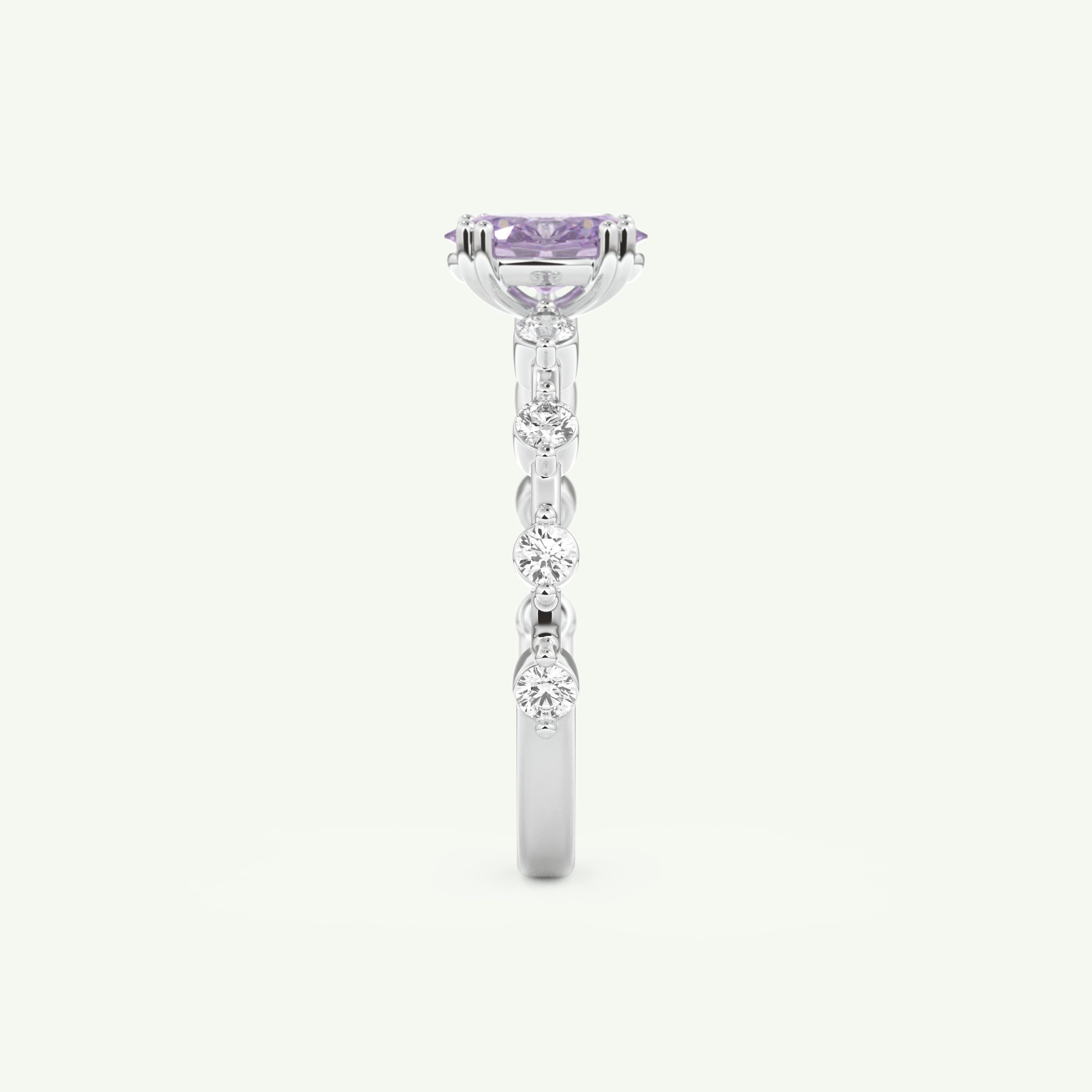 0.6 CT Oval Cut Pave February-Amethyst Birthstone Engagement Ring 18