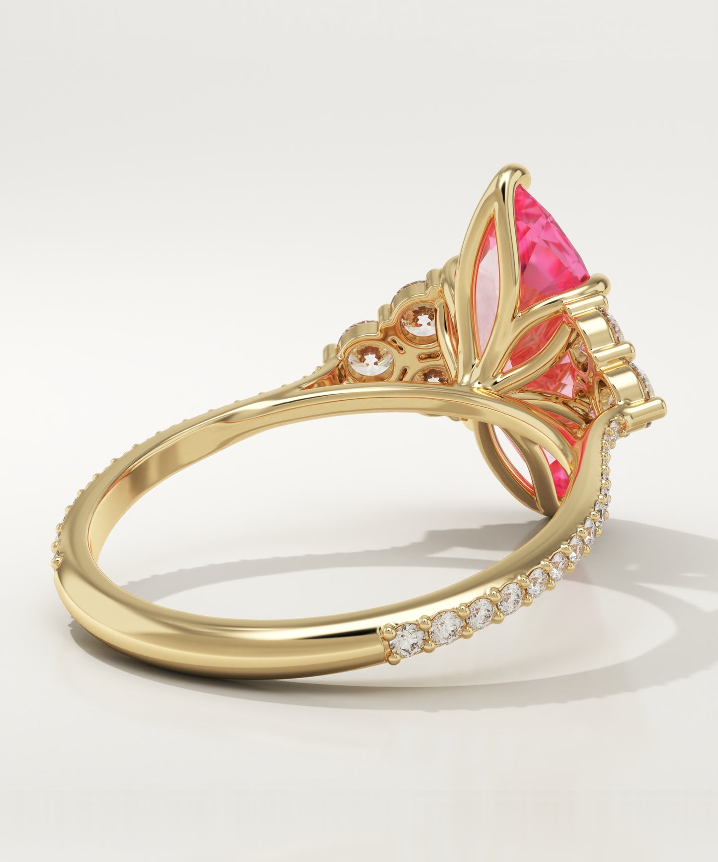 2.5 CT Marquise Cut Cluster Lab-Grown Pink Tourmaline Gemstone Engagement Ring