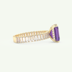 2.56 CT Emerald Cut Hidden Halo & Pave February-Amethyst Birthstone Engagement Ring 2