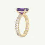 2.56 CT Emerald Cut Hidden Halo & Pave February-Amethyst Birthstone Engagement Ring 4