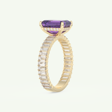 2.56 CT Emerald Cut Hidden Halo & Pave February-Amethyst Birthstone Engagement Ring 4