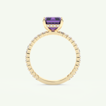 2.56 CT Emerald Cut Hidden Halo & Pave February-Amethyst Birthstone Engagement Ring 5
