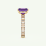 2.56 CT Emerald Cut Hidden Halo & Pave February-Amethyst Birthstone Engagement Ring 6