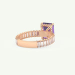 2.56 CT Emerald Cut Hidden Halo & Pave February-Amethyst Birthstone Engagement Ring 9