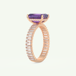 2.56 CT Emerald Cut Hidden Halo & Pave February-Amethyst Birthstone Engagement Ring 10