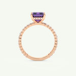2.56 CT Emerald Cut Hidden Halo & Pave February-Amethyst Birthstone Engagement Ring 11