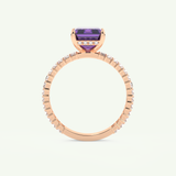2.56 CT Emerald Cut Hidden Halo & Pave February-Amethyst Birthstone Engagement Ring 11