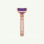 2.56 CT Emerald Cut Hidden Halo & Pave February-Amethyst Birthstone Engagement Ring 12