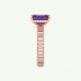 2.56 CT Emerald Cut Hidden Halo & Pave February-Amethyst Birthstone Engagement Ring 12