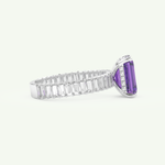 2.56 CT Emerald Cut Hidden Halo & Pave February-Amethyst Birthstone Engagement Ring 14