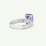 2.56 CT Emerald Cut Hidden Halo & Pave February-Amethyst Birthstone Engagement Ring 15
